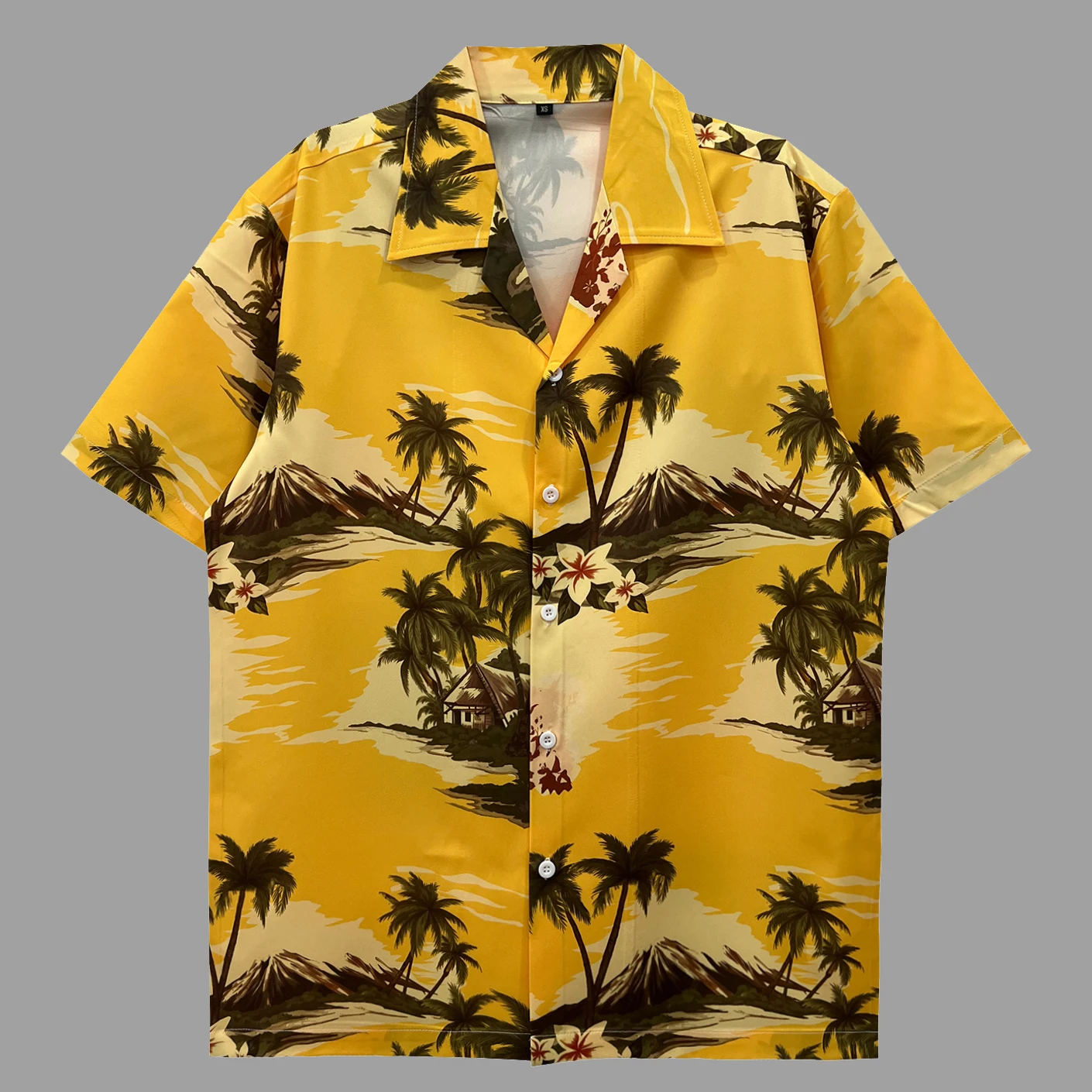 

Желтая рубашка 2025 года, мужская повседневная рубашка с коротким рукавом, рубашка с абстрактным принтом, вечерняя мужская одежда, гавайская рубашка Camisa Social Masculina