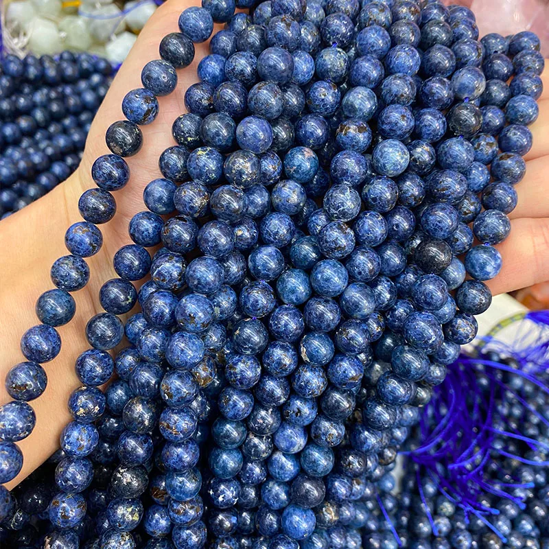 Wholesale Natural Beads AA Blue Spinel Beryl Smooth Round Loose Beads For Jewelry Making DIY Bracelets Necklace