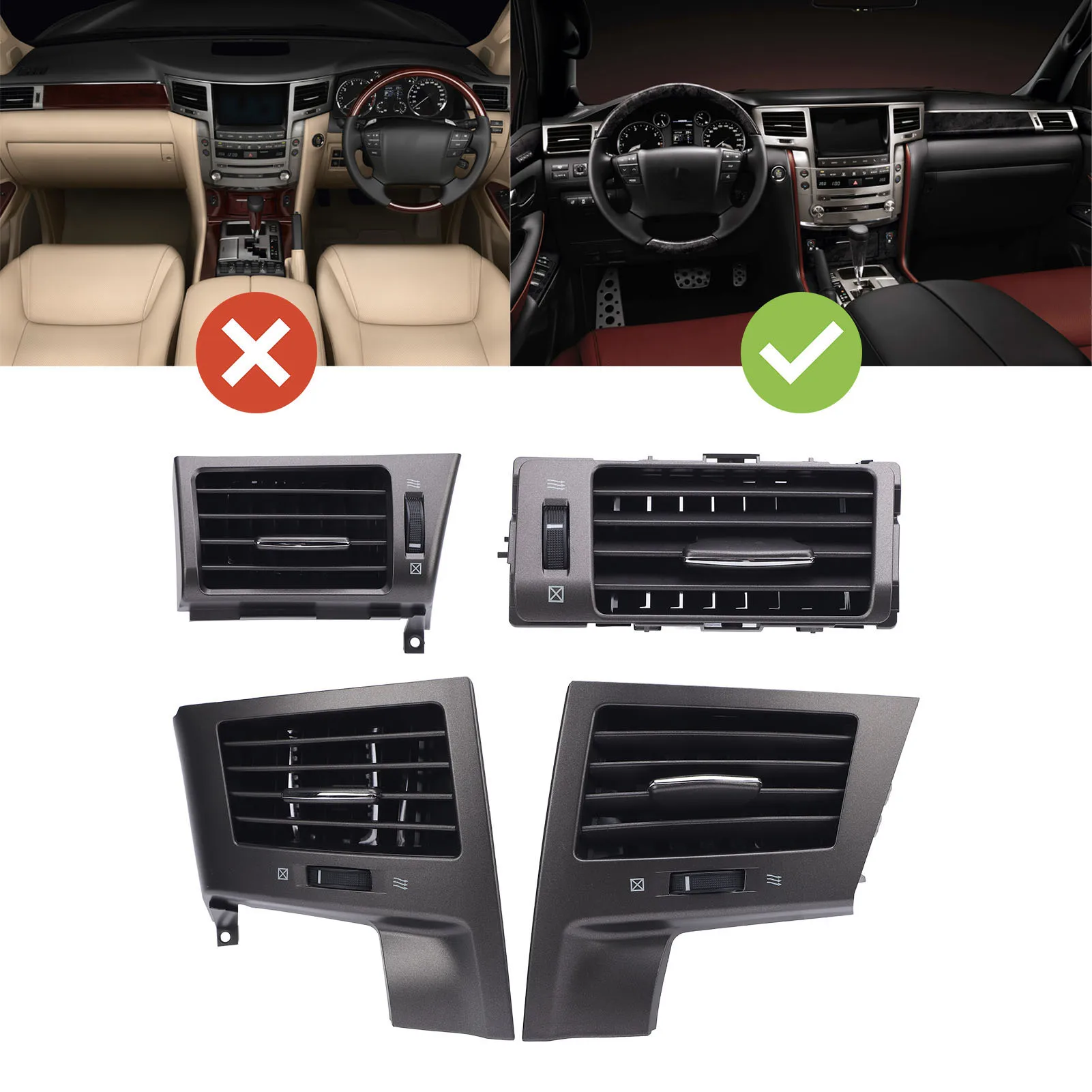 

Center Console Dashboard Air Vent Panel Promote Airflow Simple Installation Car Center Dash AC Air Vent for LX570 2007 To 2015