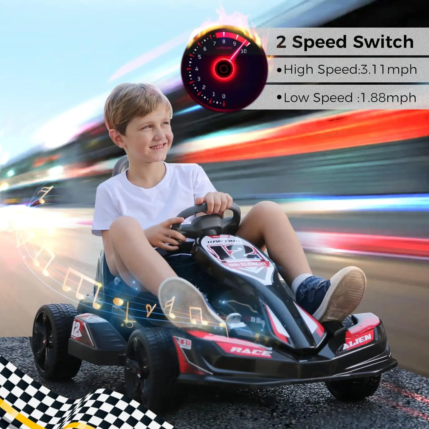 Electric Go Kart for Kids, 12V 2WD Battery Powered Ride On Cars with Parent Remote Control for Boys Girls,Vehicle Toy Gi