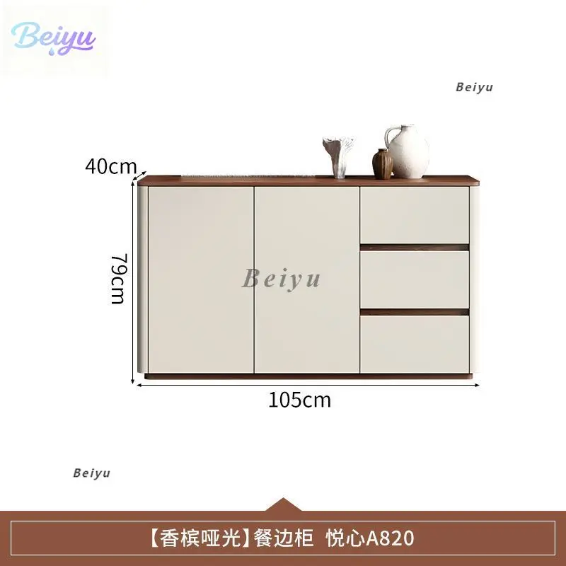 2025 جديد كريمي نمط غرفة المعيشة الطعام خزانة جانبية أريكة ضوء فاخر سعة كبيرة غرفة الطعام تخزين ضد #1