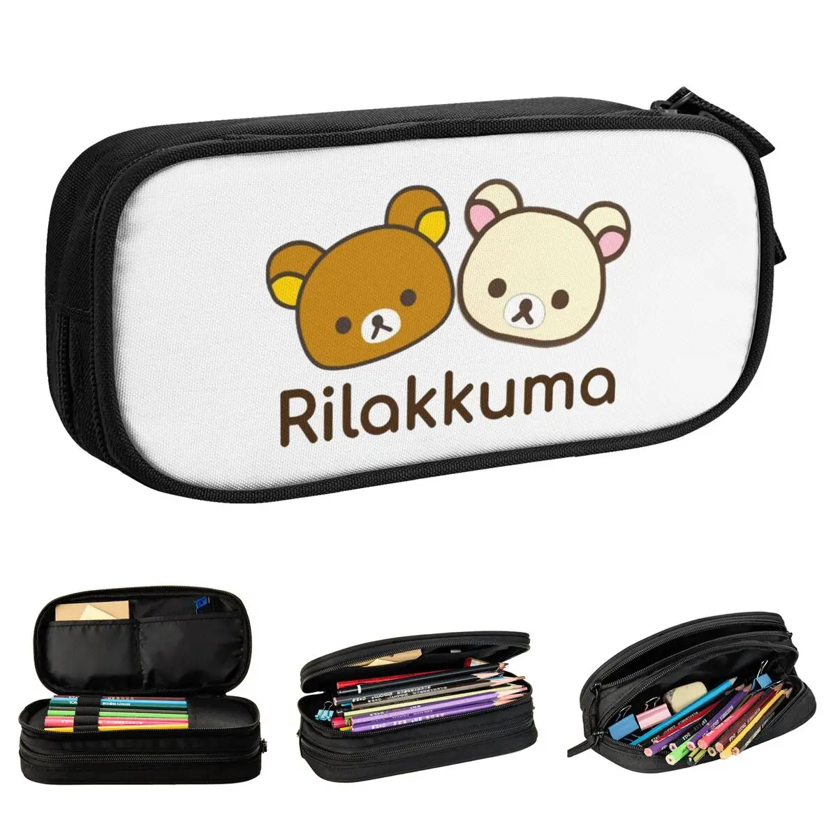 

Rilakkuma And Korilakkuma Pencil Cases Creative Cartoon Pen Bags Student Large Storage Students School Gifts Pencilcases