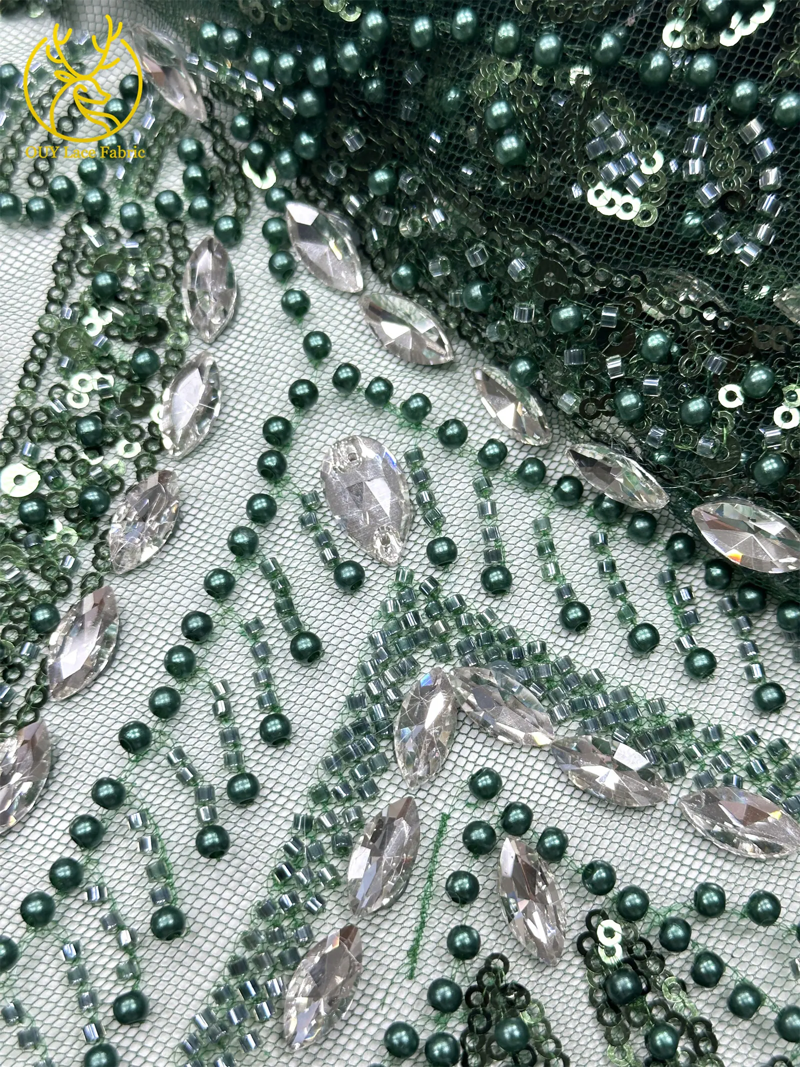 2026 Neues Design Afrikanischer Perlen-Diamant-Spitzenstoff Französischer Nigerianischer Pailletten-Tüll für Damen Partykleid Dekoration Nähen – Detail 37