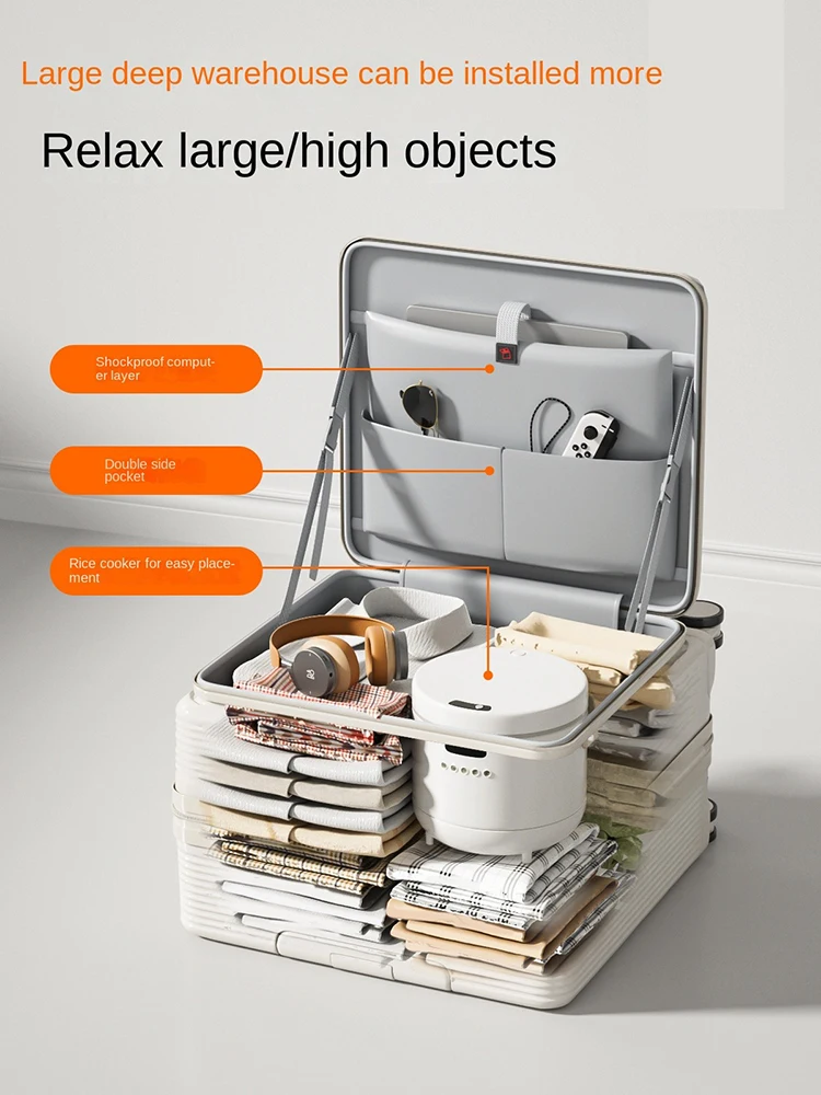 Koper Kabin Multifungsi 2025 Model Baru Ukuran Kecil dengan Bukaan Samping 18/20 inci, Koper Perjalanan dengan Ruang Penyimpanan Besar dan Dalam