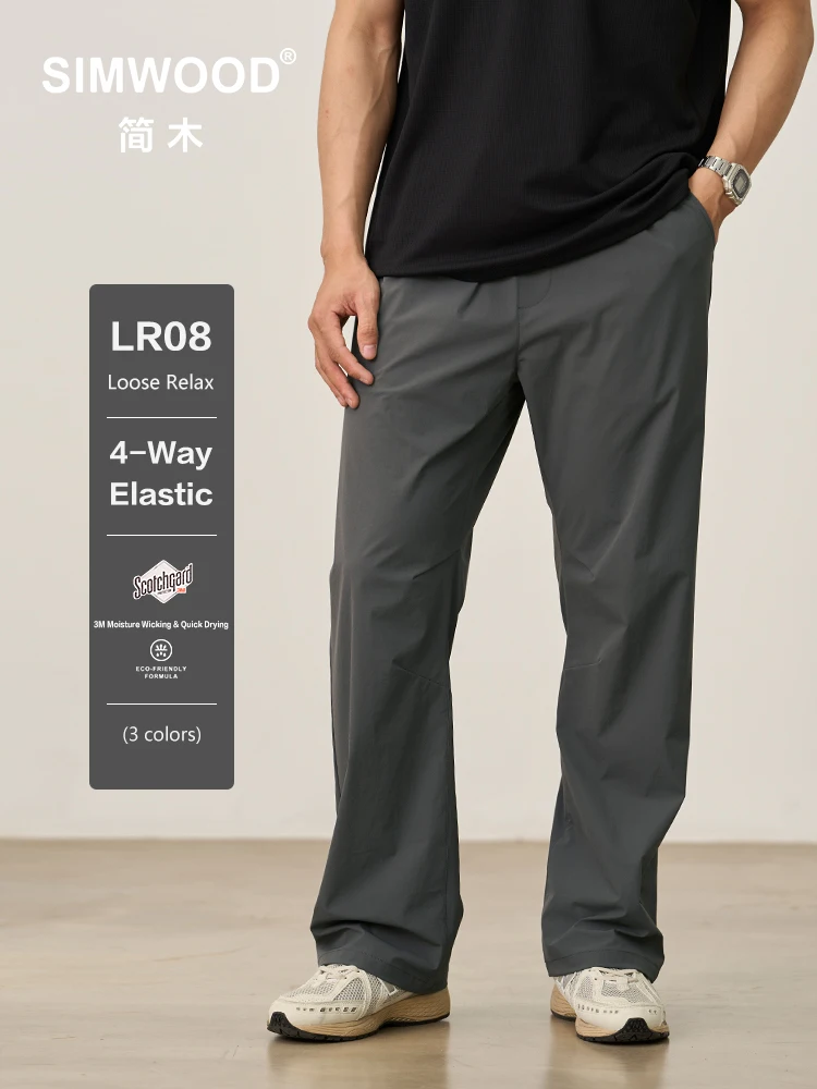 

SIMWOOD 2025 Summer New Lightweight Quick Dry 150gsm Fabric Pants Men Casual Elastic Plus Size Trousers