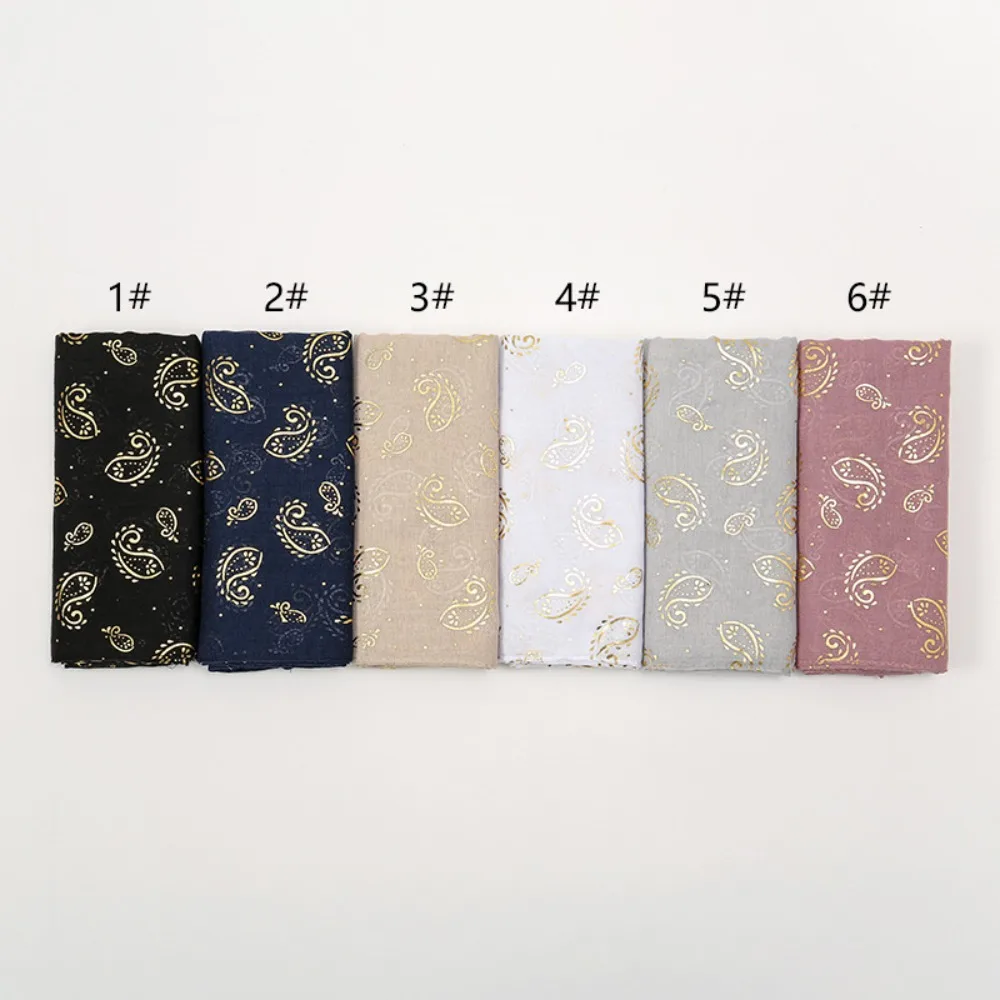 New Print Hijabs Plain Color Scarf for Women Muslim Shimmer Cotton Scarf for Muslim Women Islam Abaya Shiny Shawl Wrap Headscarf