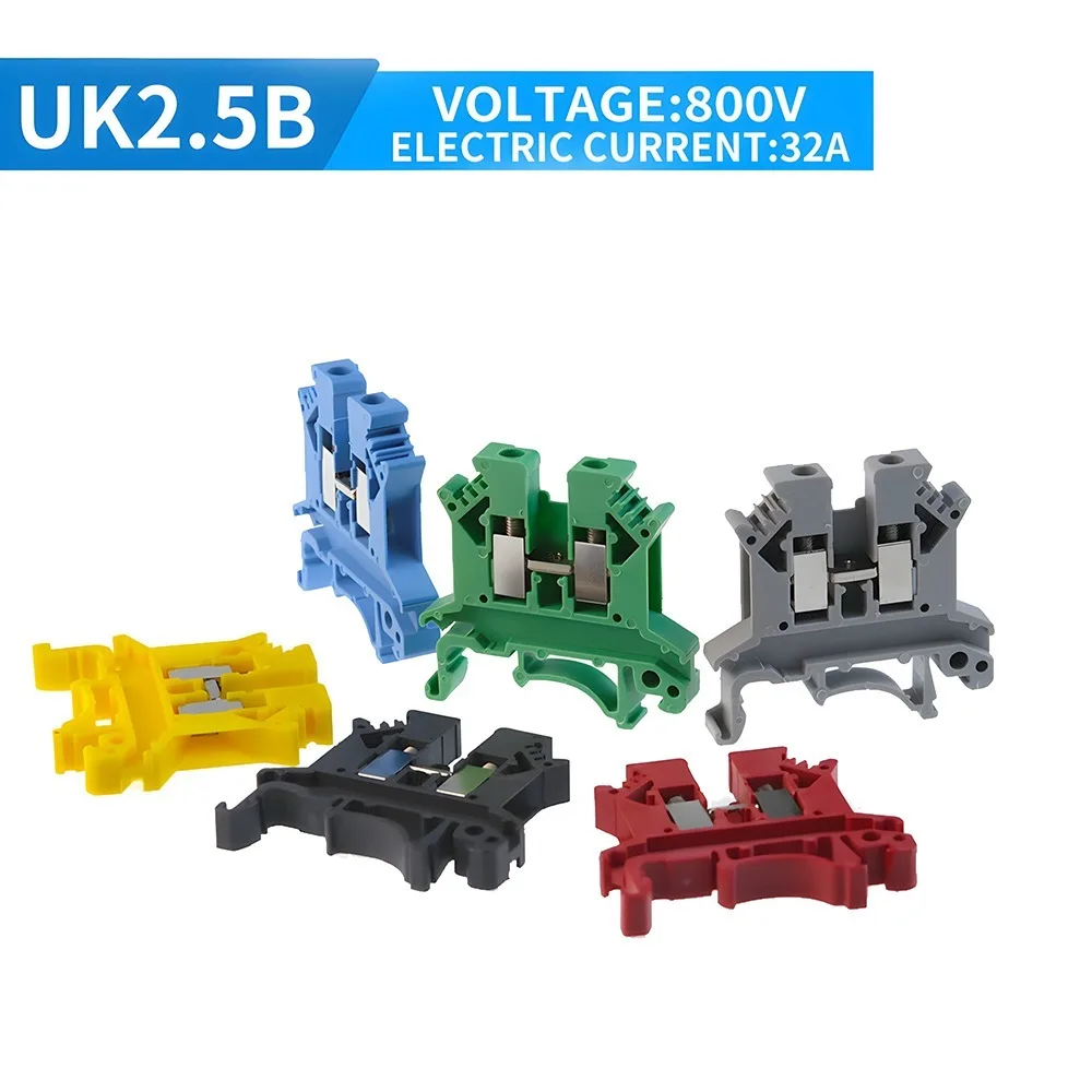 UK2.5B Din Rail Terminal Block Wire Electrical Conductor Universal Connector Screw Clamp Connection Terminal Strip Block