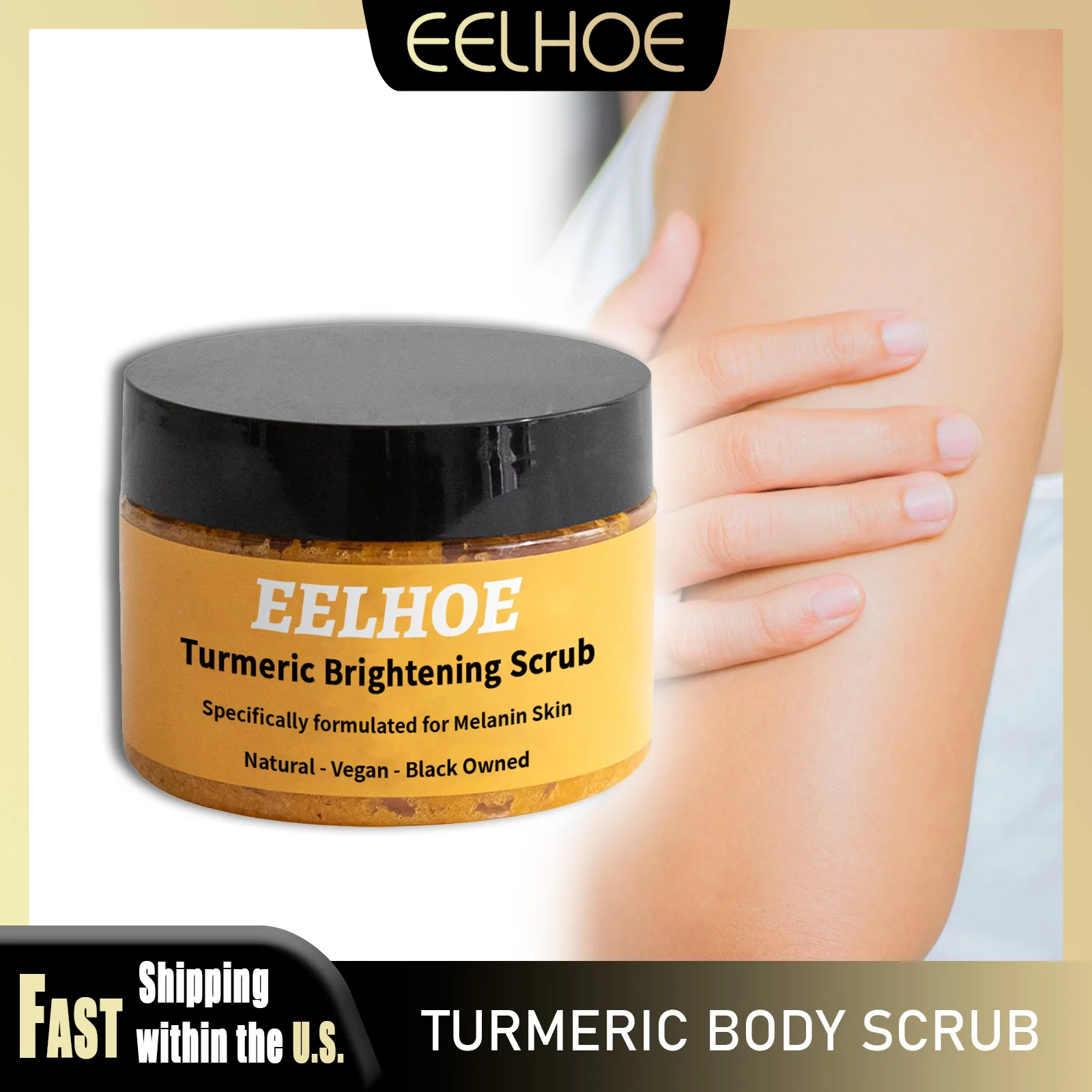 EELHOE-exfoliante corporal de cúrcuma, 100g, exfoliante, aclarador de la piel, decoloración de melanina, elimina la piel muerta, restauración brillante, cuidado corporal hidratante