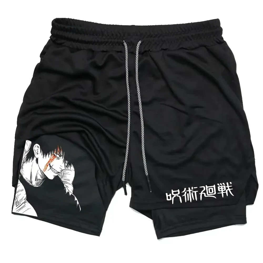 Anime Jujutsu Kaisen Gym Shorts Fitness 2 in 1 Compression Performance Shorts Workout Quick Dry Athletics Short Pants RL0601