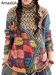 Max LuLu primavera donna moda stampata dolcevita maglioni lavorati a maglia signore tempo libero maglioni Casual classico elegante pullover caldi