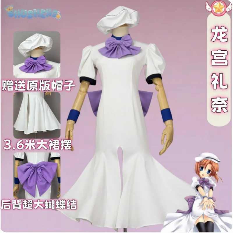 

Ryugu Rena Ryugu Reina Cosplay Costume Anime Higurashi When They Cry Women elegant long dress hat tie Halloween party uniform