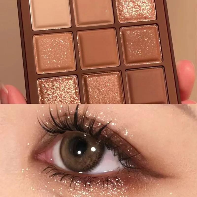 9 Kleuren Chocolade Oogschaduwpalet Matte Glinsterende Oogschaduw Palet Langdurige Charmante Ogen Make-Up Palet Cosmetica