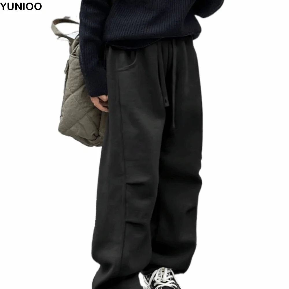 

Fashion Pleated Baggy Cargo Pants Drawstring Joggers Wide Leg Pants Trousers High Waist Retro Pants Girl Children