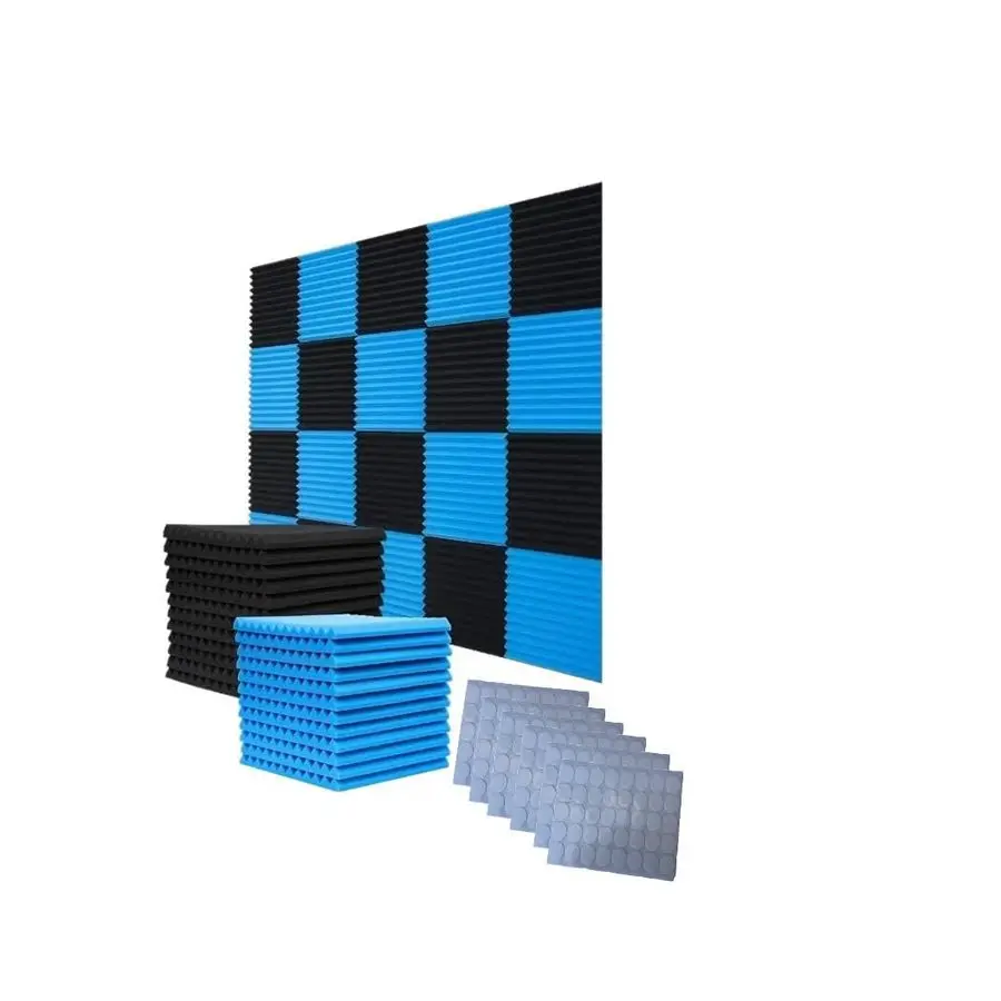 

Набор акустических панелей из пеноматериала 1 x 12 x 12 дюймов, звукопоглощающие стеновые панели для студии, черные, синие