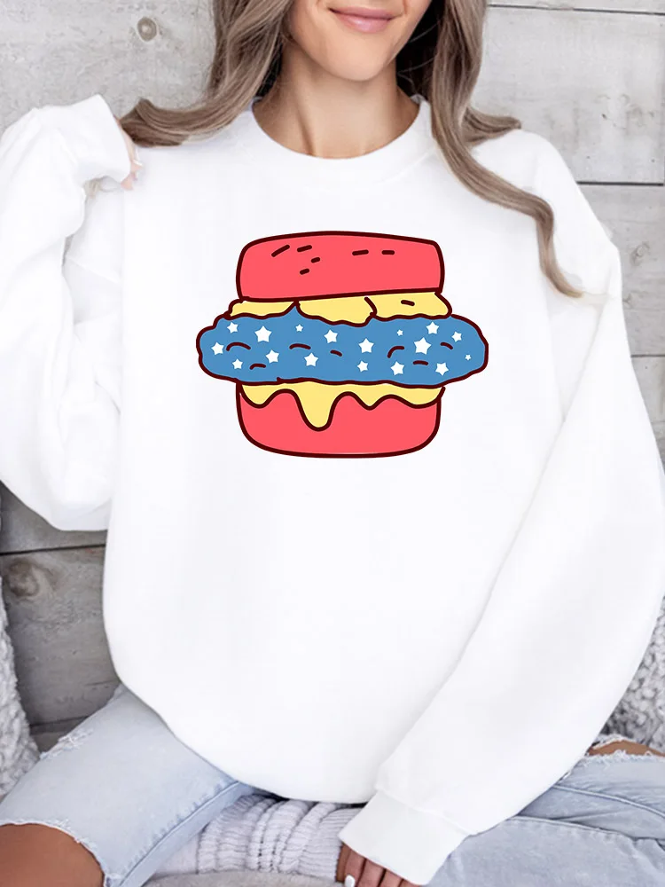 

Hamburger Women's Graphic Crewneck Sweatshirt Casual Long Sleeve Pullover, Loose Fit Streetwear for Fall Winter