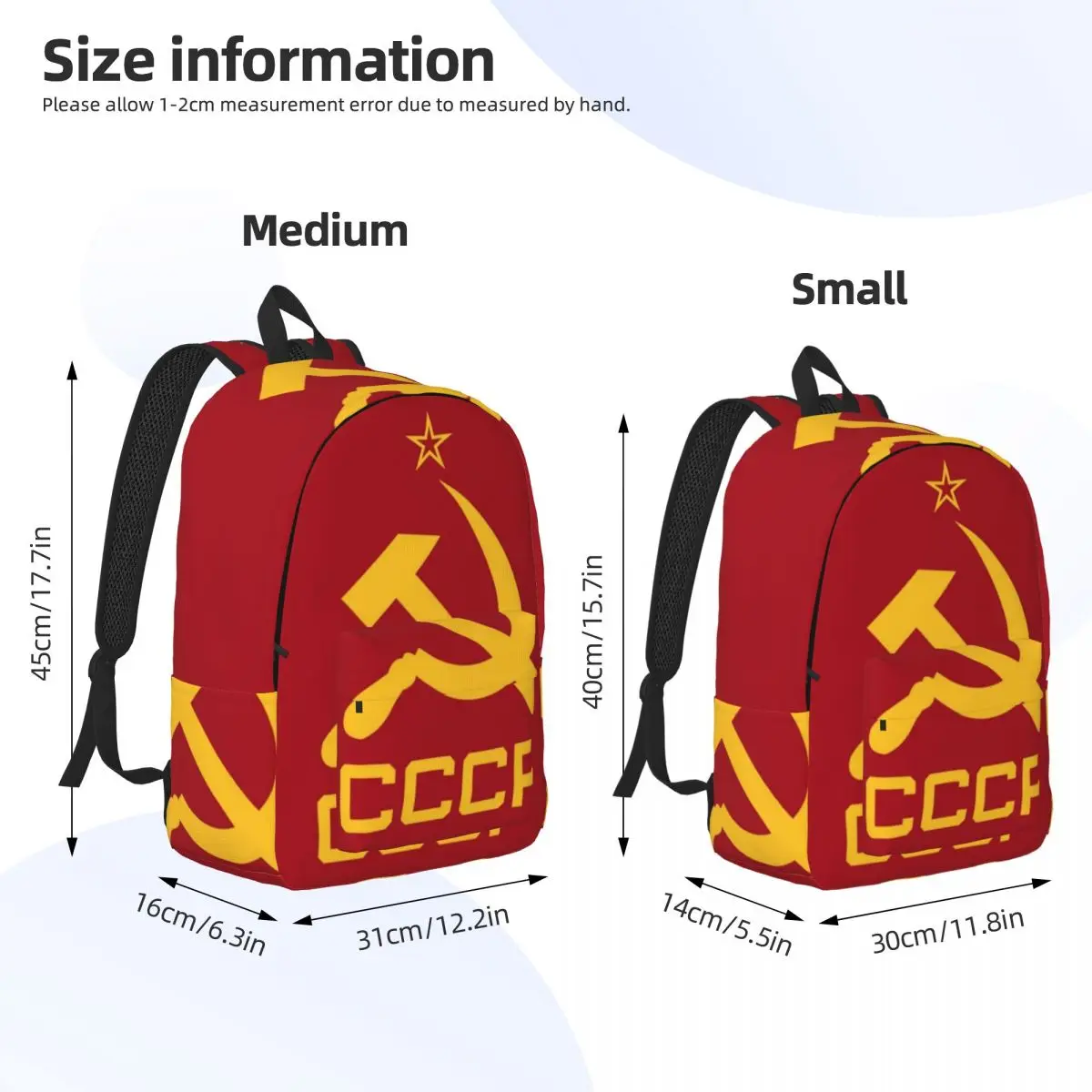 CCCP Star-Soviet-Union USSR Backpack Daypack Large Capacity Children BookBag School Bag Shoulder Bags for Boys Girls