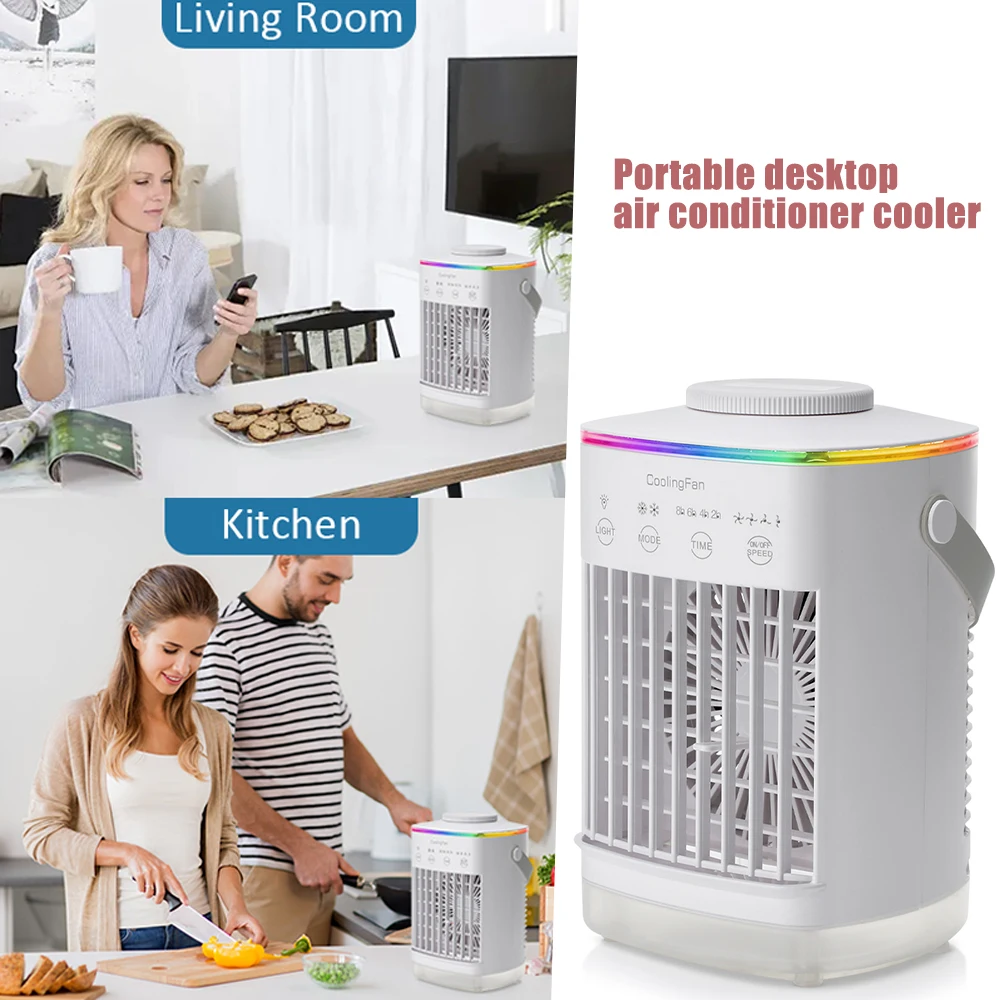 Desktop Air Conditioner Cooling Fan Mini Small USB Powered Mist Humidifying Cool Fan Perfect Household Summer Cooling Device