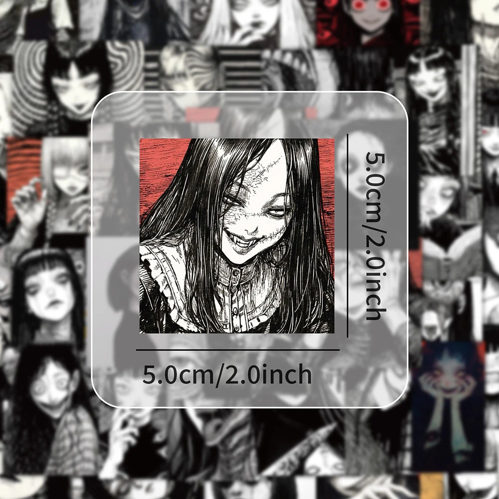 블랙 화이트 공포 스타일 소녀 만화 스티커, 어두운 그래피티 데칼, 여행 가방, 헬멧 노트북 방수 스티커 팩, 10 개, 30 개, 50 개
