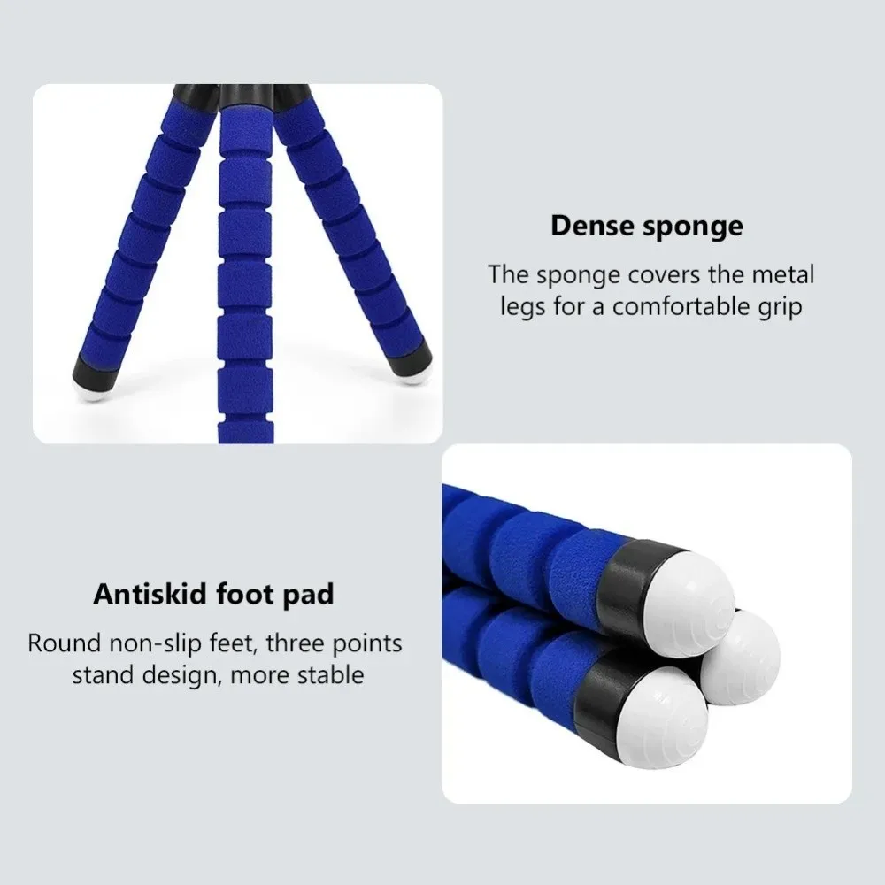 حامل ملحقات محمول مدمج للهواتف الذكية مزود بإسفنجة غير قابلة للانزلاق مع ذراع قبضة مرنة قابل للتعديل على المكتب