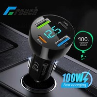 4 Ports USB Type C Car Charger Super Fast Charging PD30W QC3.0 Car Phone Charger 100W Adapter For iPhone Xiaomi Huawei Samsung