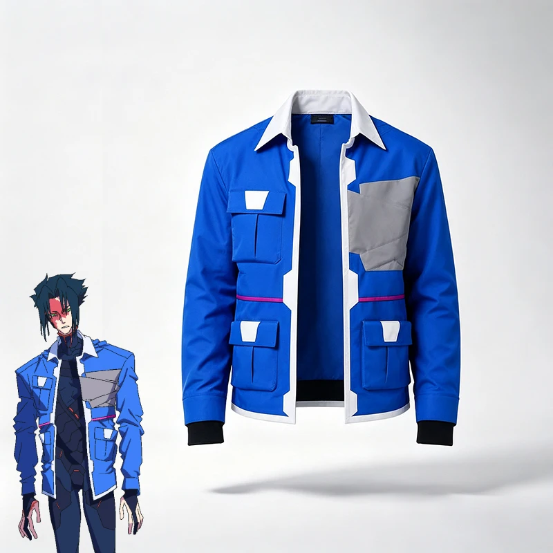 Cyberpunk Edgerunners Season 2 Netrunner D Cosplay Costume Blue Cargo Jacket Coat for Unisex Comic Halloween Party Street Wear