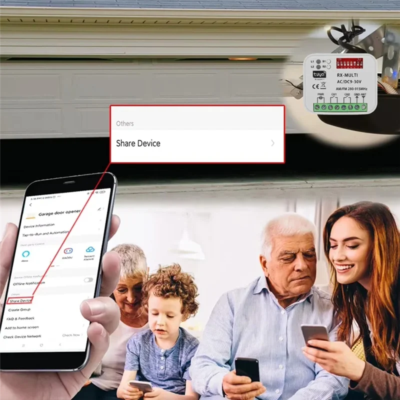 

HRBAJ-280-915 МГц Универсальный RX Multi Tuya WIFI Приемник дистанционного управления для гаражных ворот Мгновенный AC DC 9-30 В Модуль переключателя Реле