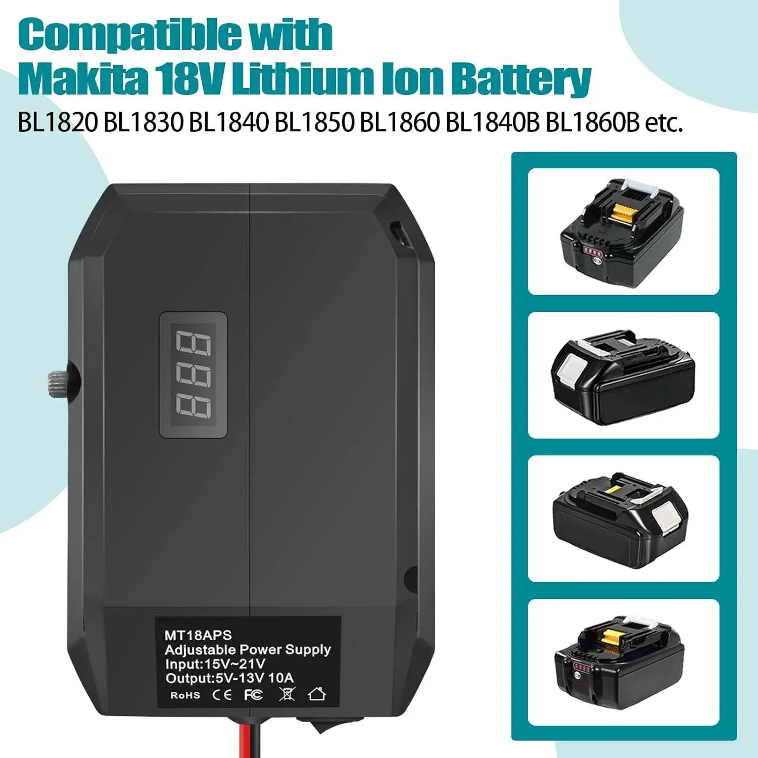 Imagem -02 - Step Down Converter For Makita Adaptador de Bateria Isqueiro Adaptador Roda Power Geladeira Carro 18v a 12v