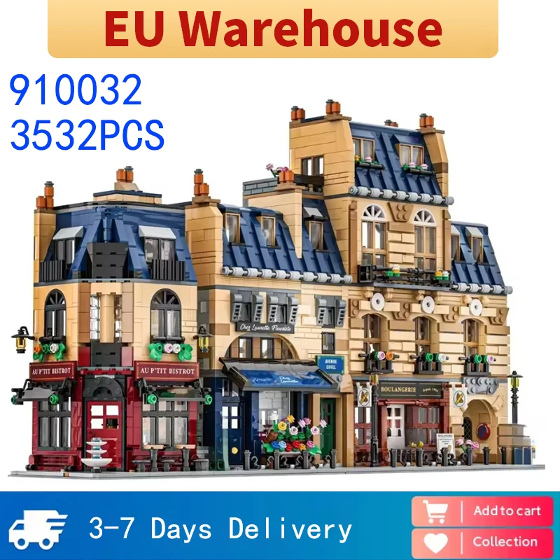 3532 pièces parisien Construction rue blocs de Construction ensemble bricolage maison modèle brique jouets adultes cadeaux d'anniversaire Compatible 910032