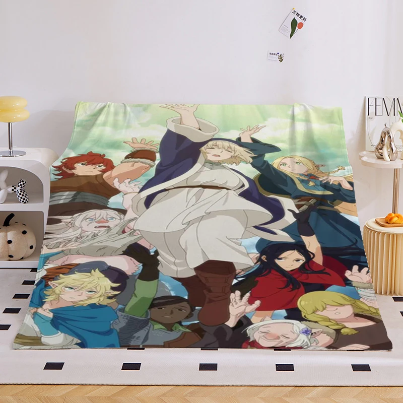 Custom Blanket Sofa King Size Dungeon Meshi Anime Microfiber Bedding Warm Winter Throws Bed Fleece Nap Fluffy Soft Blankets