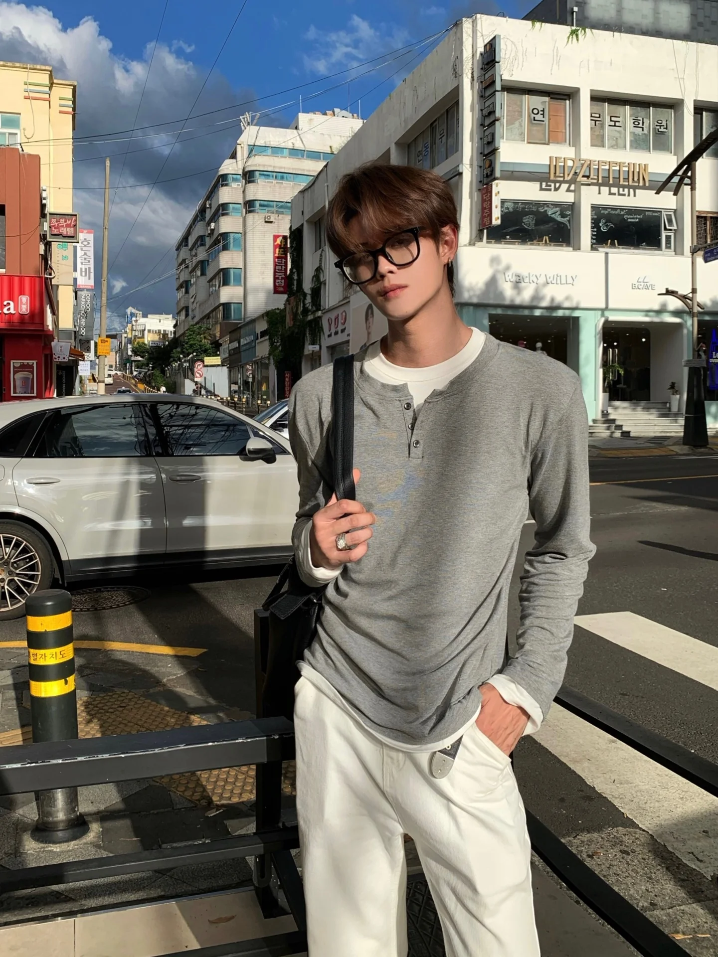 Ace Tailors Vintage Long Sleeve Slim Fit T-Shirt Henry Collar Base Layer Shirt Korean Style CleanFit Fake Two-Piece Shirt