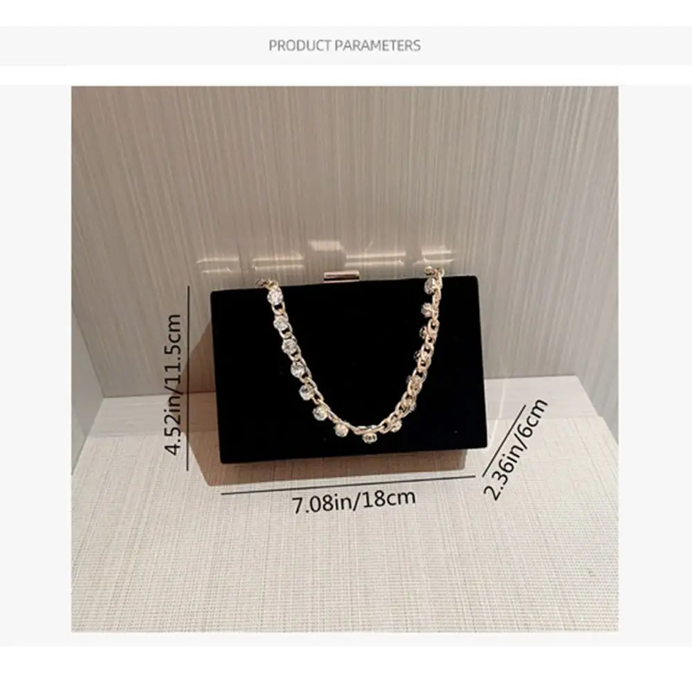 Black Velvet Evening Bag Luxury Chain French Vintage Banquet Clutch Shoulder Bags Women Female