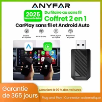 Adaptador CarPlay inalámbrico 2 en 1, enchufe y enchufe, conexión automática, converte para coches con cable, Compatible con CarPlay y teléfono Android AUTO