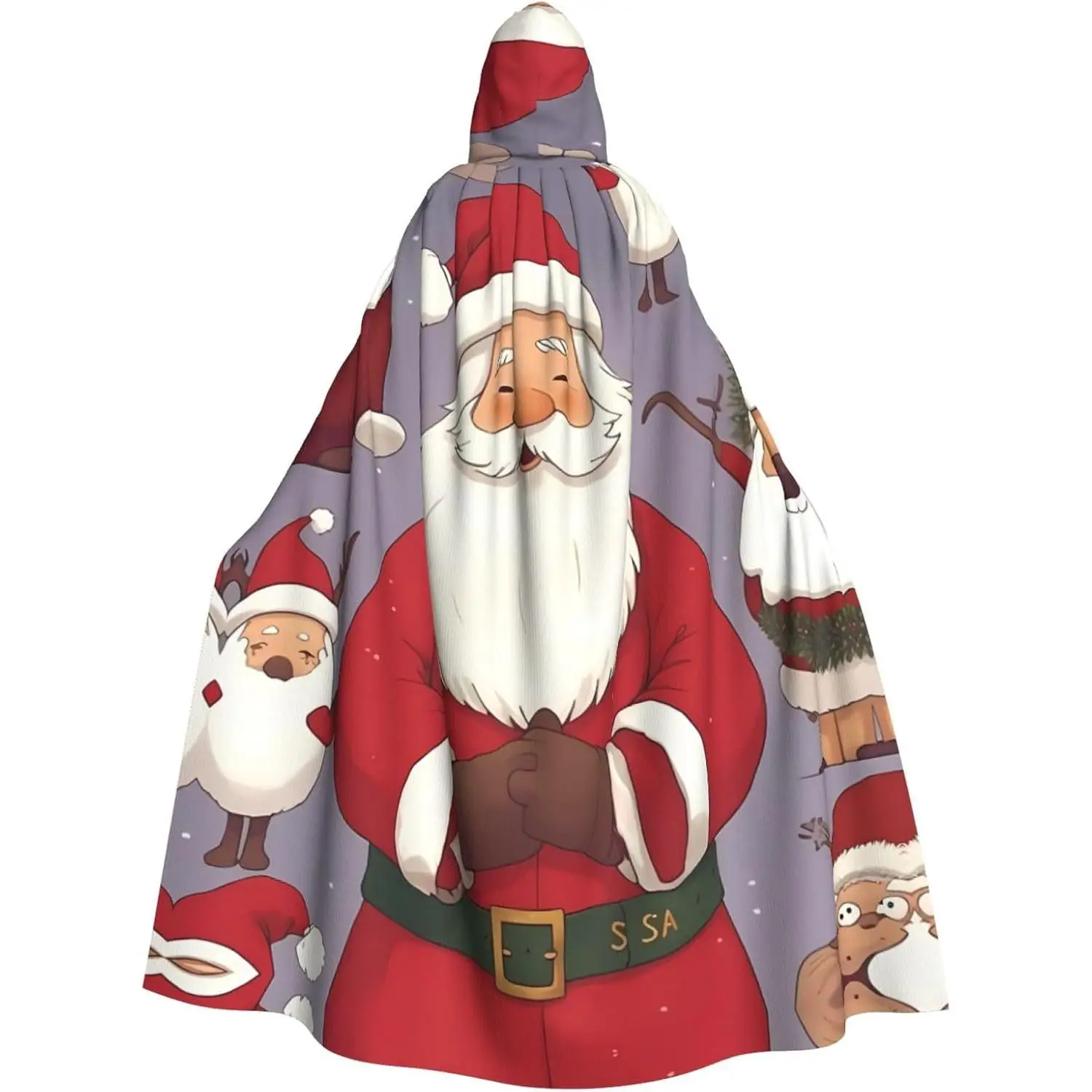 

Рождественский плащ с капюшоном и принтом Санта-Клауса, плащ для взрослых, длинная накидка с капюшоном для костюмов для косплея на Рождество и Хэллоуин