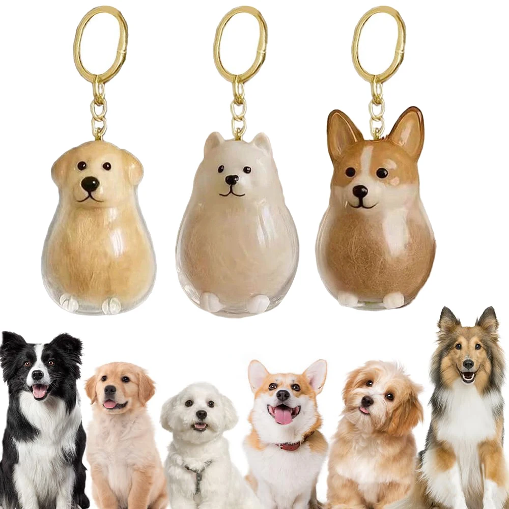 سلسلة مفاتيح تجميع شعر الكلاب، صندوق تخزين تذكاري لسلسلة مفاتيح تذكارية لشعر الكلاب، هدايا تذكارية لشعر الحيوانات الأليفة لمحبي الكلاب #1