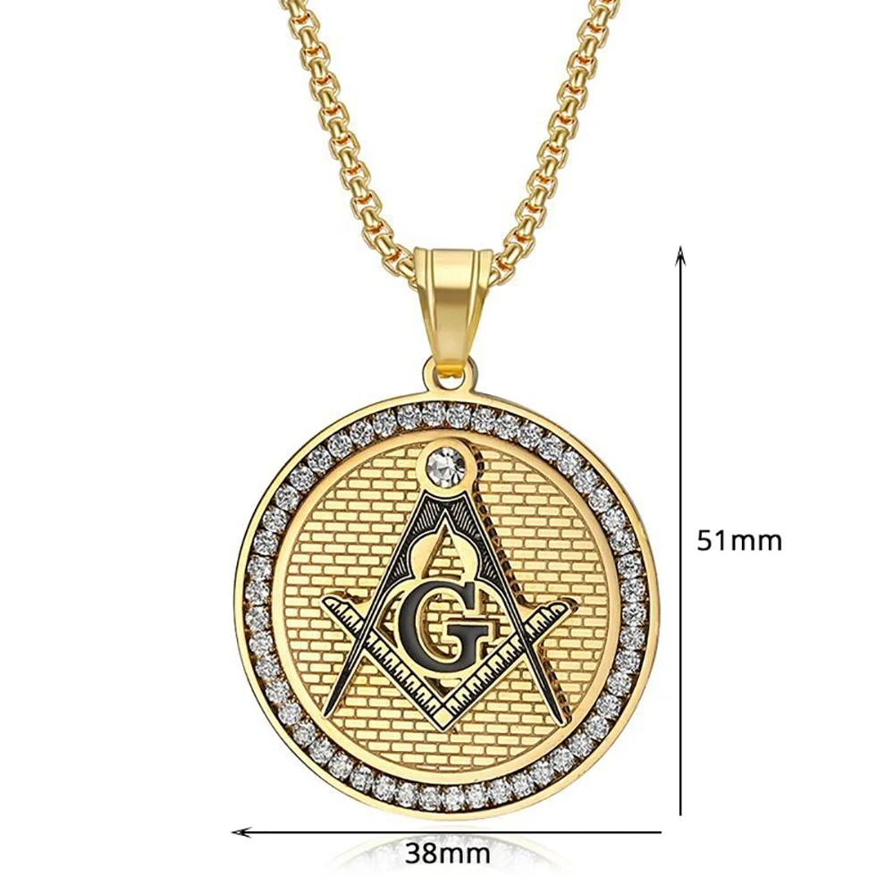 Hip Hop Stainless Steel Masonic Symbol Necklaces & Pendants For Women/Men Gold Color Free-mason Fashion Jewelry Dropshipping
