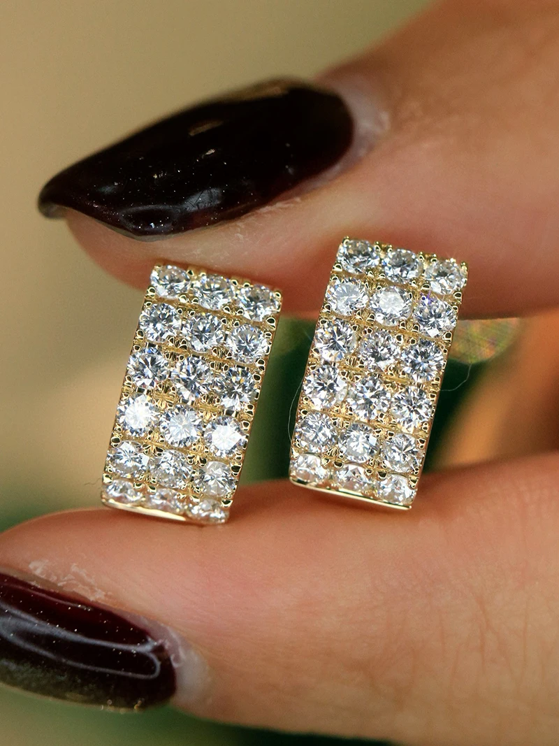 LUOWEND 100% 18K White/Yellow Gold Earrings Fine Jewelry Luxury Design 1.60carat Real Natural Diamond Hoop Earrings for Women