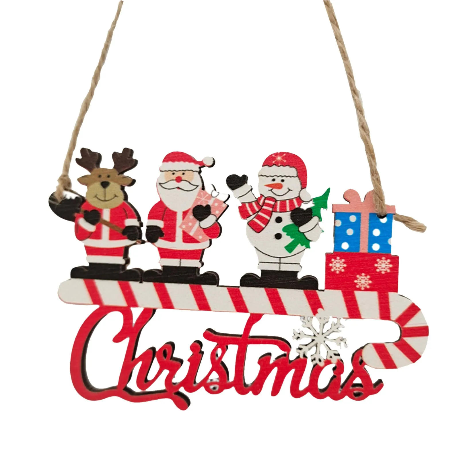 Wooden Christmas Hanging Tree Small Pendant Funny Colored Drawing Pendant Christmas Decorations For New Year Gifts 2024