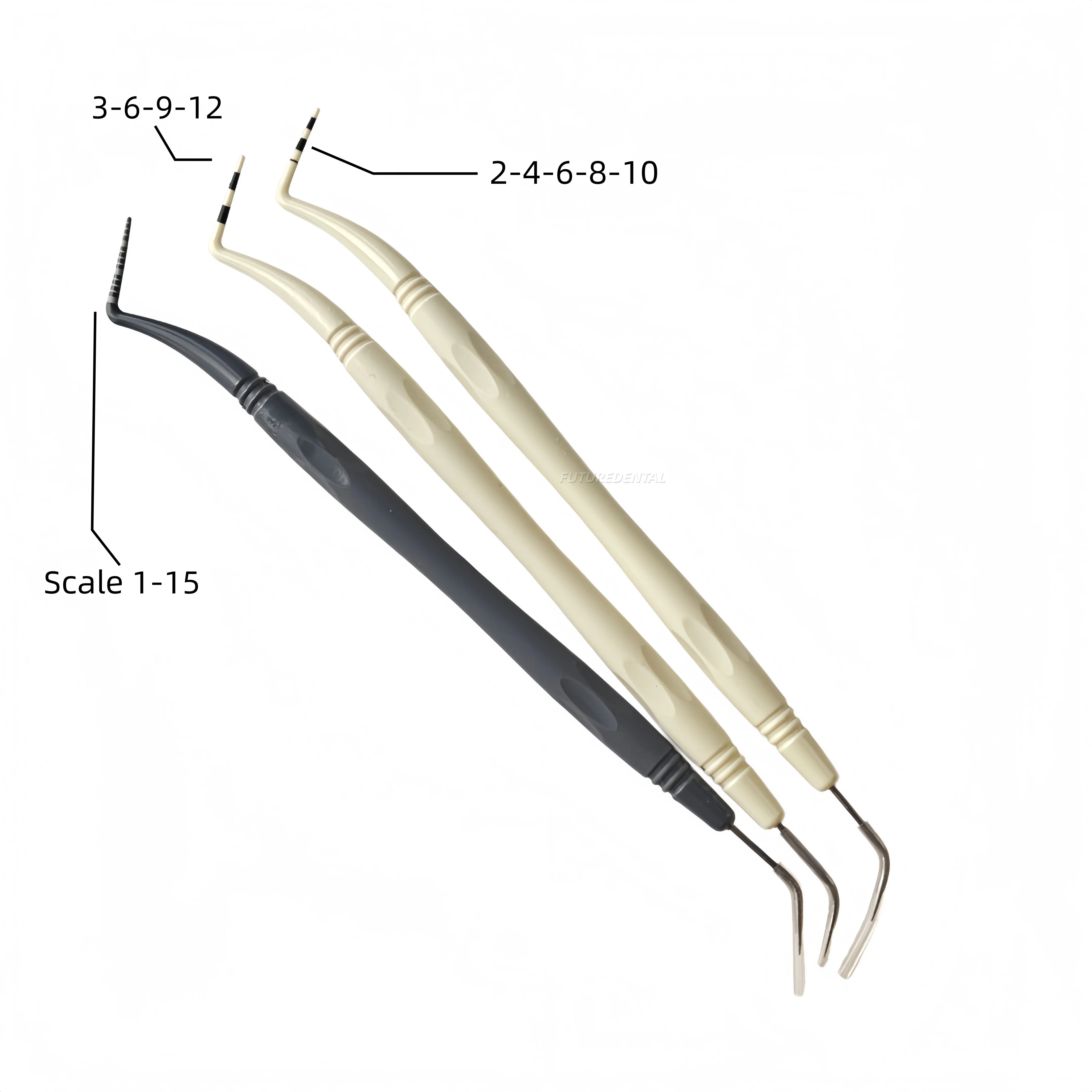 Dental Resin Periodental Probe Depth Measurement No Harm Implant ZTDENT 3-Type Soft Yellow Grey Implant Examination