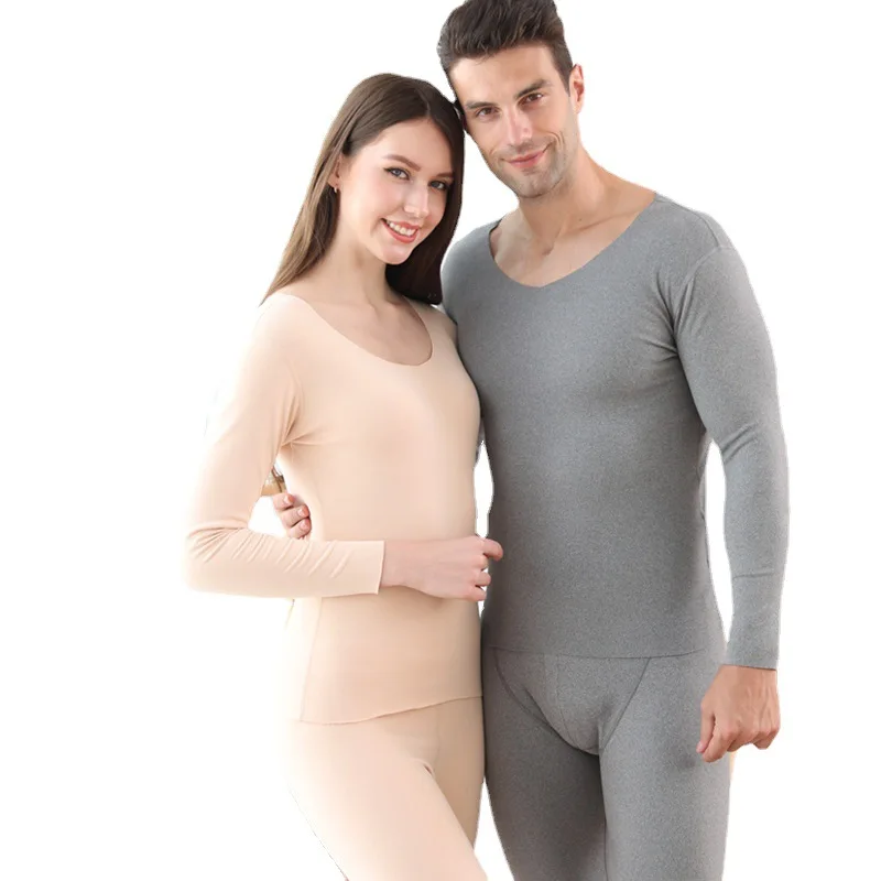 Conjunto de Ropa Interior Térmica sin Costuras para Hombre, Cuello en V, Forro Polar, ueso, Cuello Redondo, Ropa de Otoño, ...