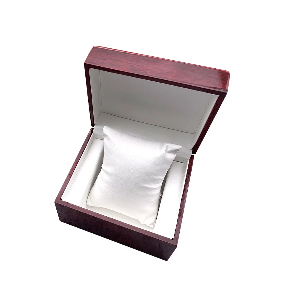 

2pcs Spray Paint Wooden Jewelry Box Paint Red Storage For Watch Collection Removable Pillows Gift Idea Wooden Watch Case Painted