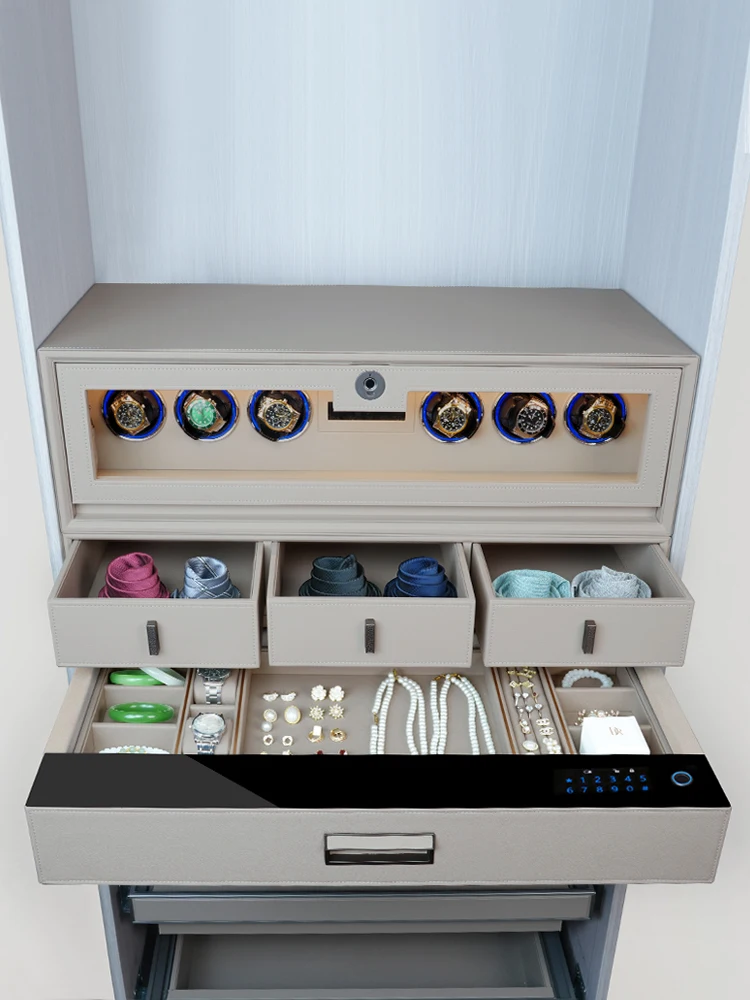 Password Drawer Drawer Safe In Wardrobe Home Safe Watch Shaker Anti-theft Hidden High-end Leather Jewelry Watch Office Bedroom