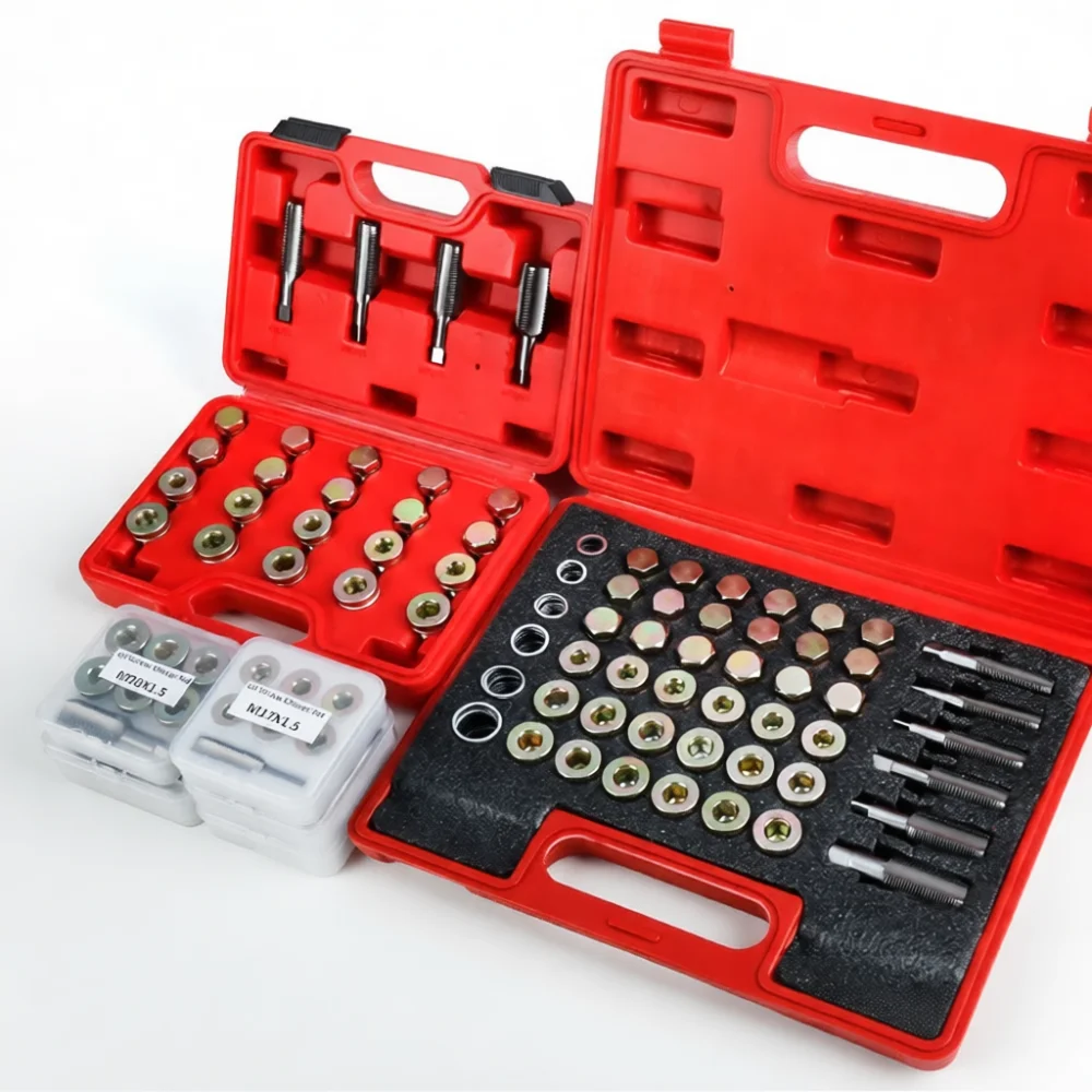 Car Engine Oil Pan Drain Plug Repair Tool Thread Restoration Kit Automotive Sump Plug Fixer Mechanic Garage Equipment Tool