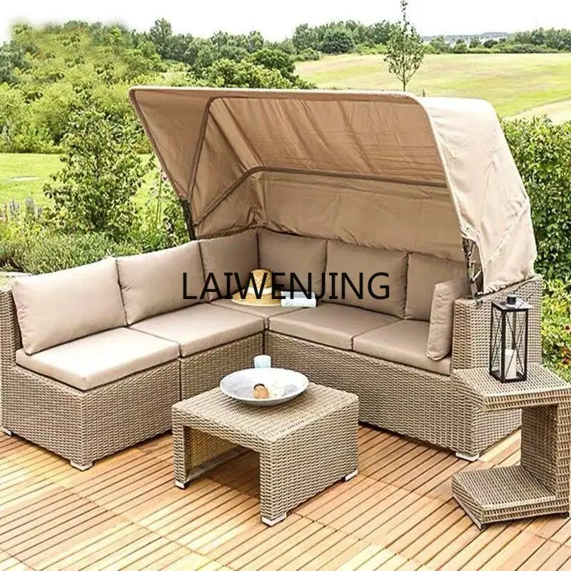 

MJY creative rattan combination sofa garden courtyard outdoor rattan chair outdoor sun protection sofa