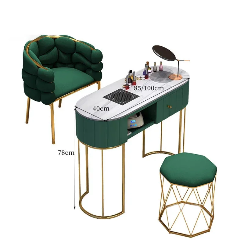 Tables à ongles en marbre nordique avec aspirateur, meubles de salon, ensemble de table de manucure professionnelle simple et double, luxe abordable