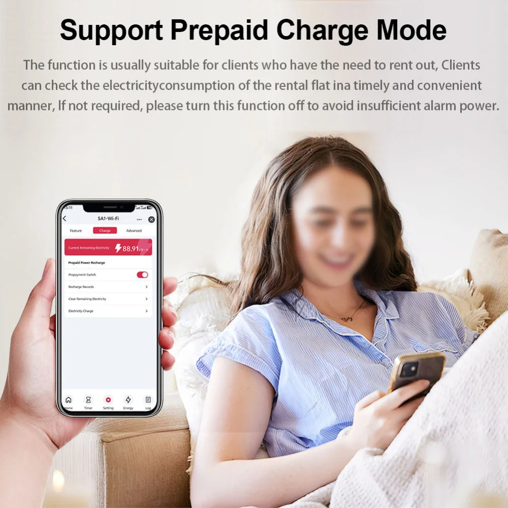 WiFi for Energy Meter for Tuya for Smart 1-50A Providing Real-Time Remote Monitoring of Electrical Usage Including Power and