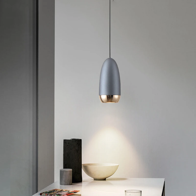

FKL Modern LED Small Chandelier Bedroom Restaurant Bar Table Study Can Lift And Adjust Long-Line Single-Head Pendant Light