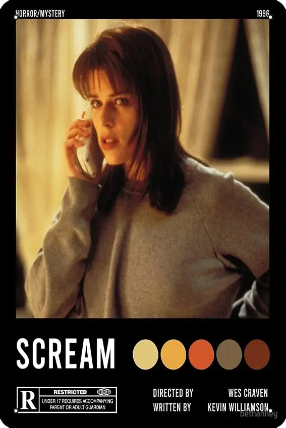 Scream Sidney Prescott Aesthetic Poster Photographic Print Metal Tin Sign Plaque Man Cave Wall 8x12 Inch Wall Art Decoration