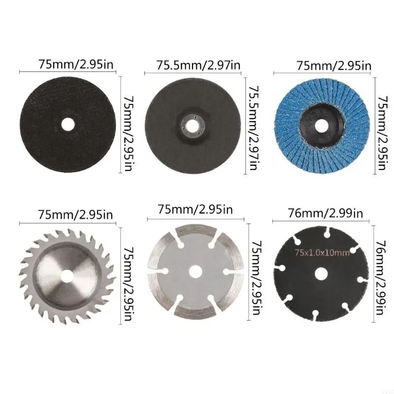 L74C 6pcs 75 mm 3 taglio macinacapelli circolari circolari segata ruota macinatura della ruota del