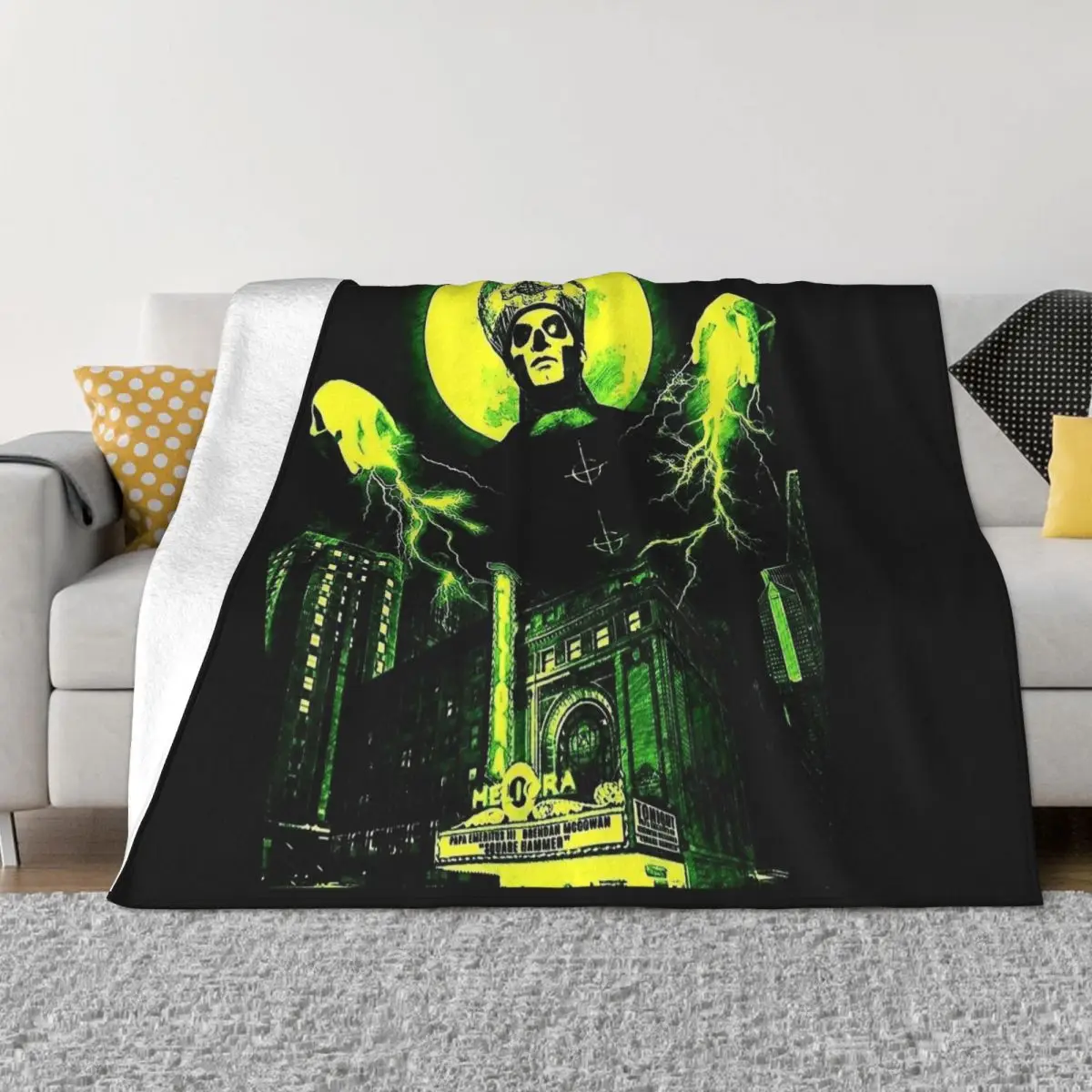 Ghost B.C. Rock Band Logo Blankets Flannel Super Soft Throw Blankets for Bed Bedroom Quilt