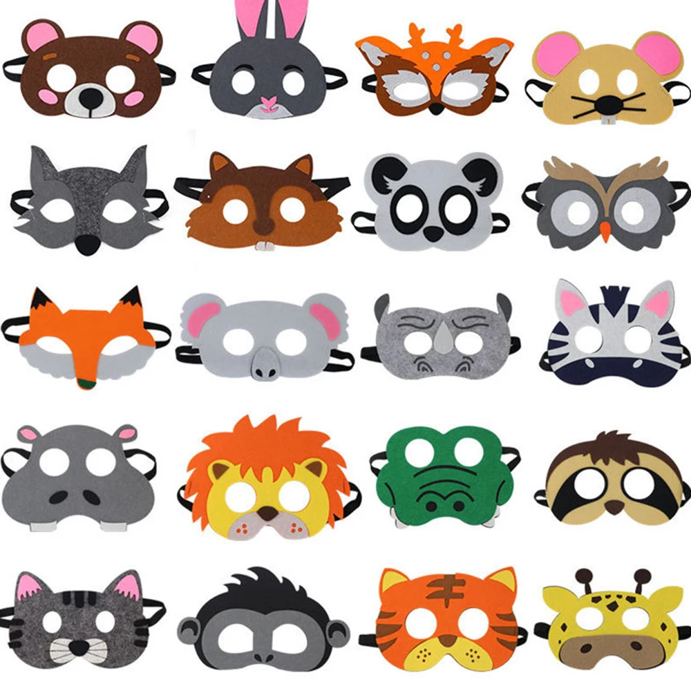 Felt Animal Mask Halloweenfor Kids Non-woven Eye Mask Jungle Theme Party Supplies Safari Birthday